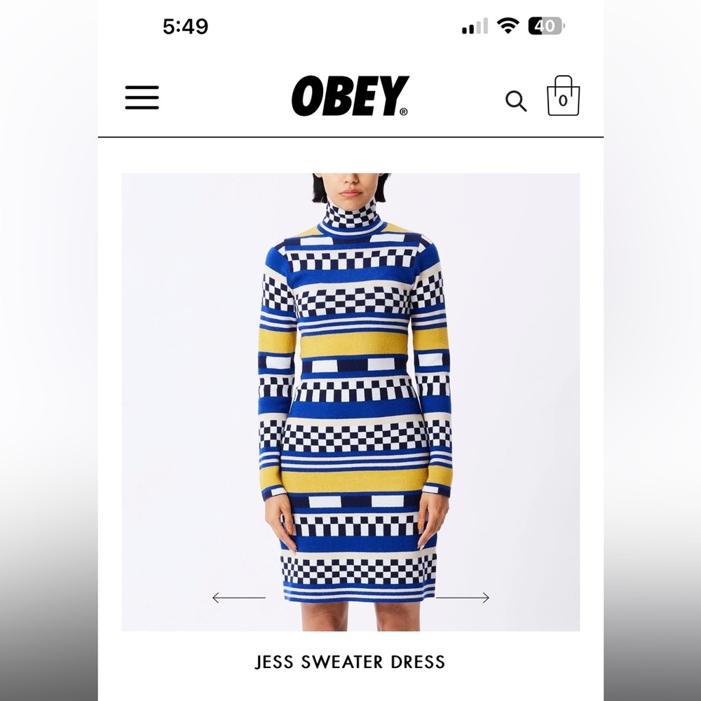 NWOT Obey Jess Sweater Dress - Honeycomb Multi- Size XS
